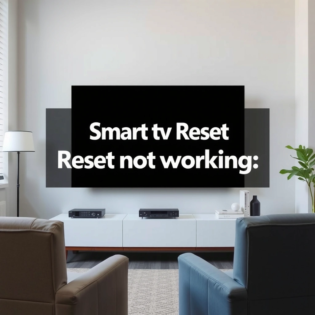 Illustration of reasons why a smart TV factory reset may fail, including software and hardware problems.