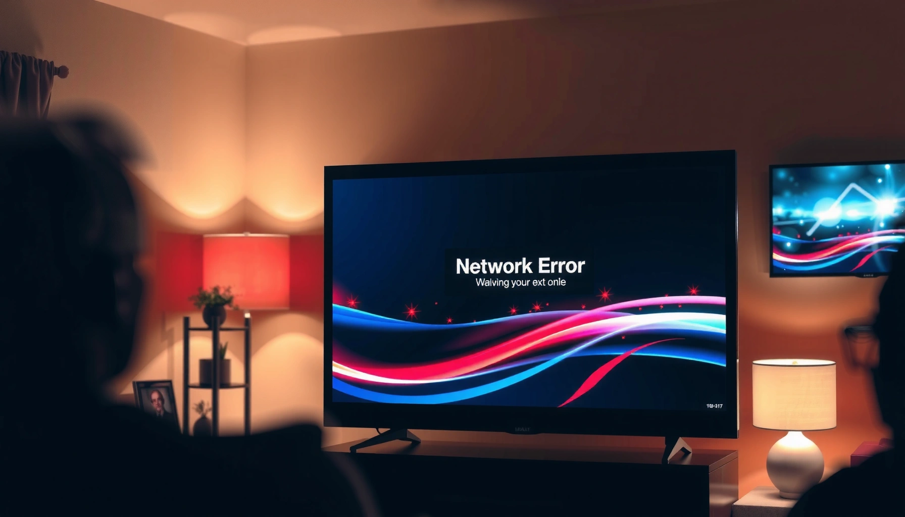 Smart TV displaying a network error message with troubleshooting options for users
