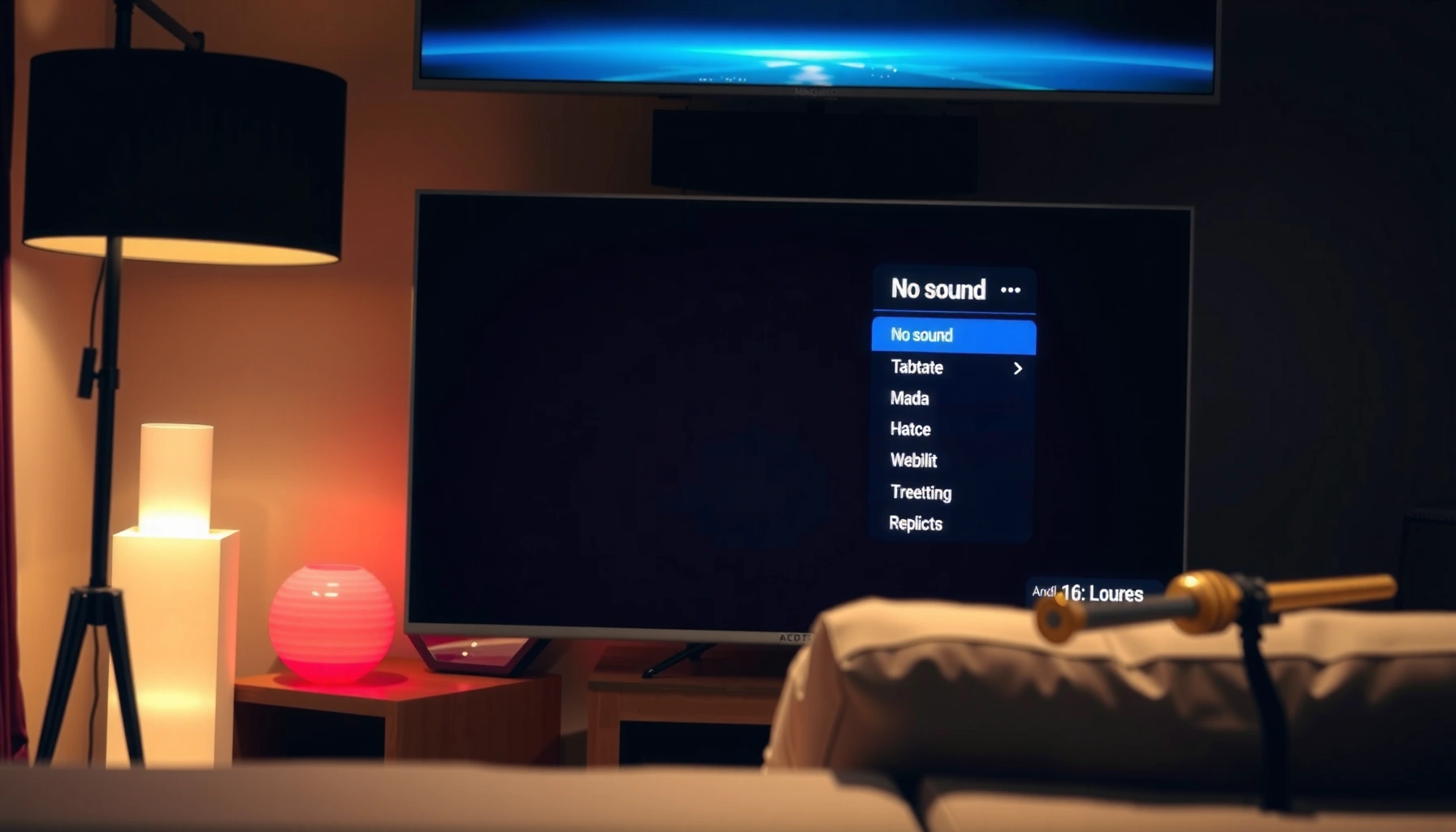 A smart TV displaying a no sound error, highlighting common causes and fixes for sound problems.