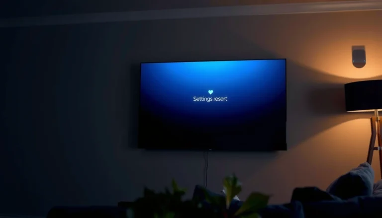 A smart TV displaying settings menu with issues related to resetting settings, highlighting causes and fixes.