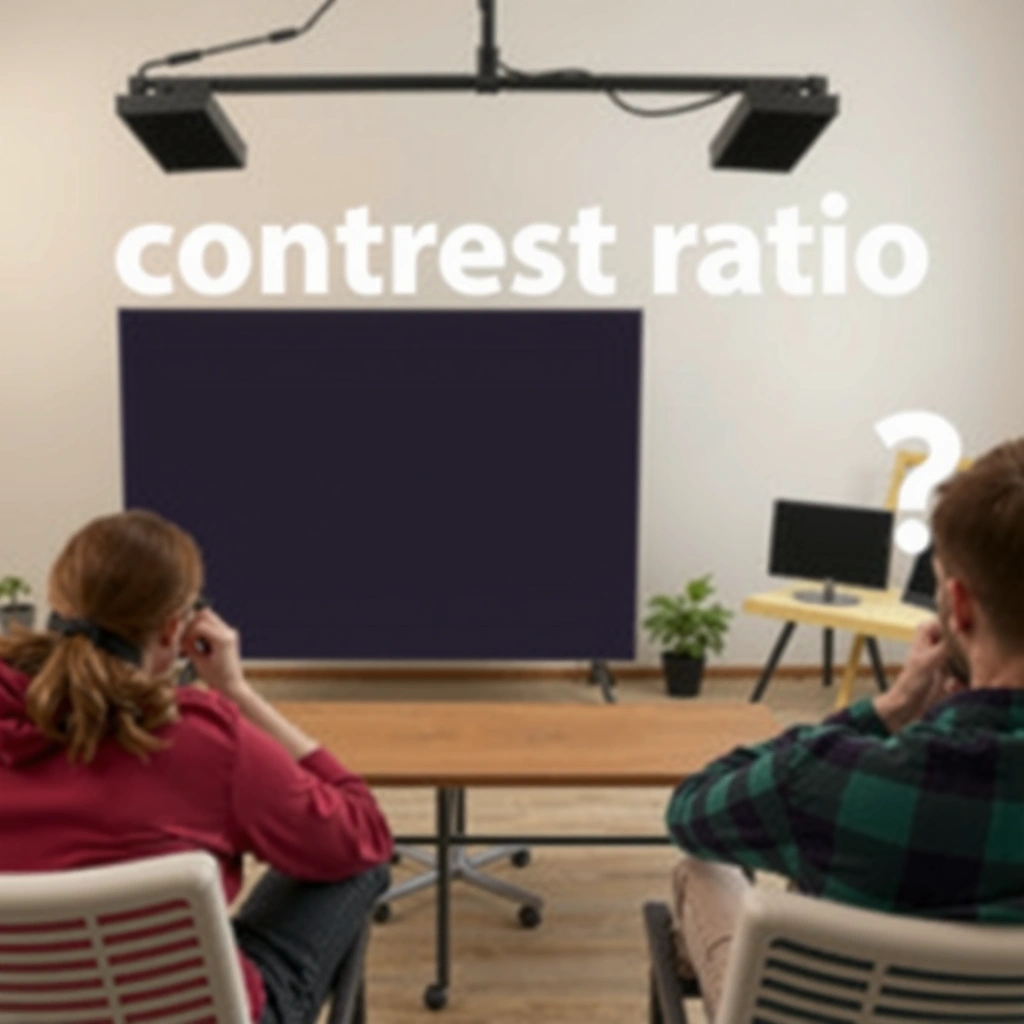 Illustration explaining contrast ratio and its significance in projector performance
