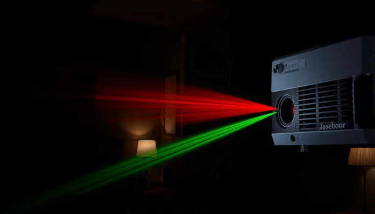 Diagram explaining how laser projectors work with key components and functions illustrated.