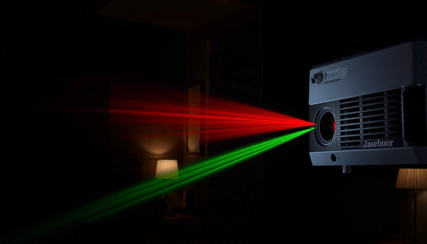 Diagram explaining how laser projectors work with key components and functions illustrated.