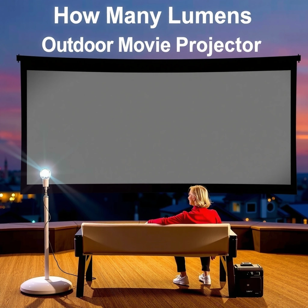 Diagram explaining lumens and brightness needed for outdoor movie projectors