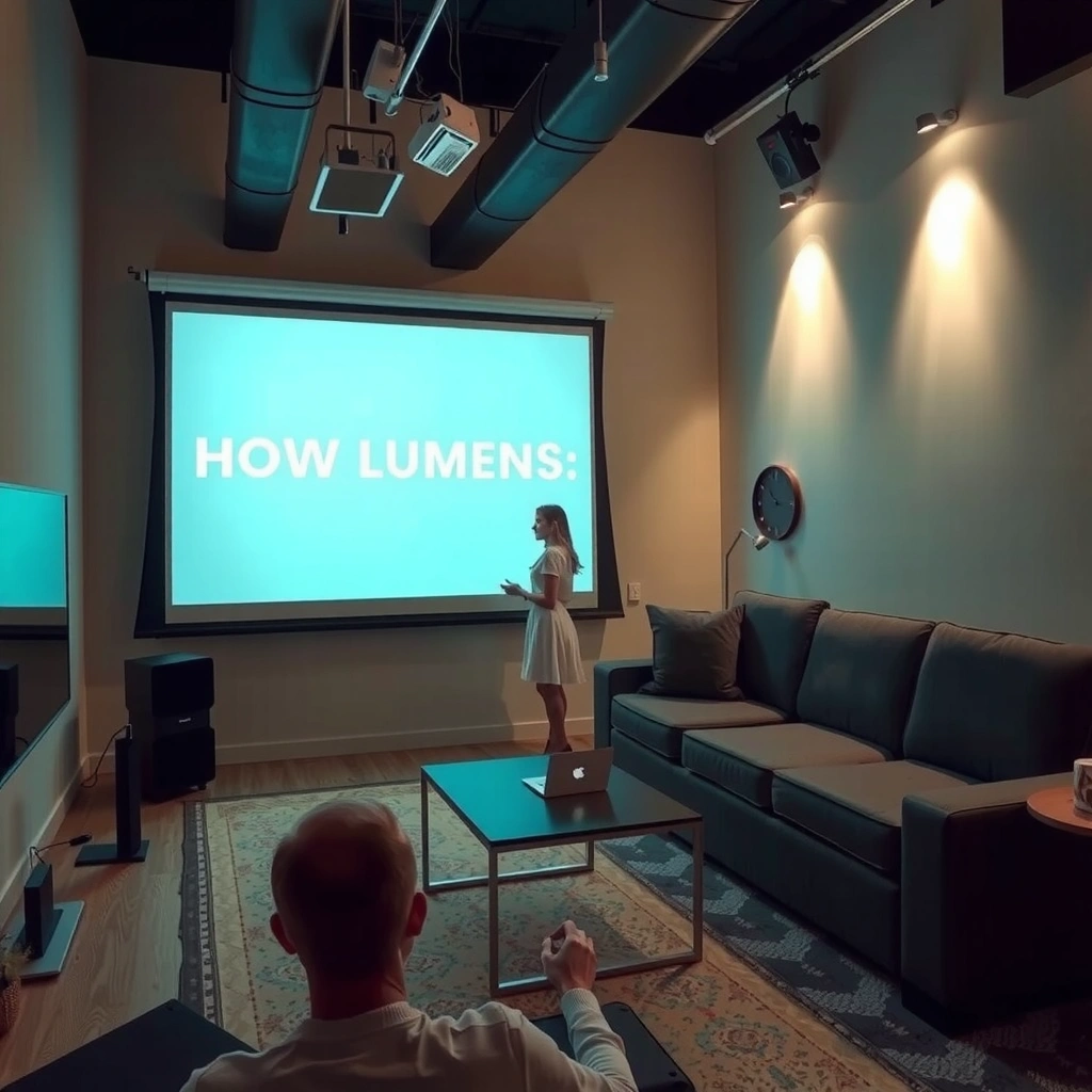 Illustration explaining lumens and daylight visibility for projectors