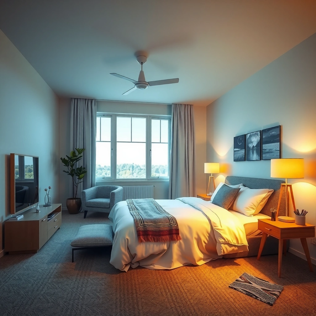 Diagram explaining how lumens affect projector brightness in bedrooms.