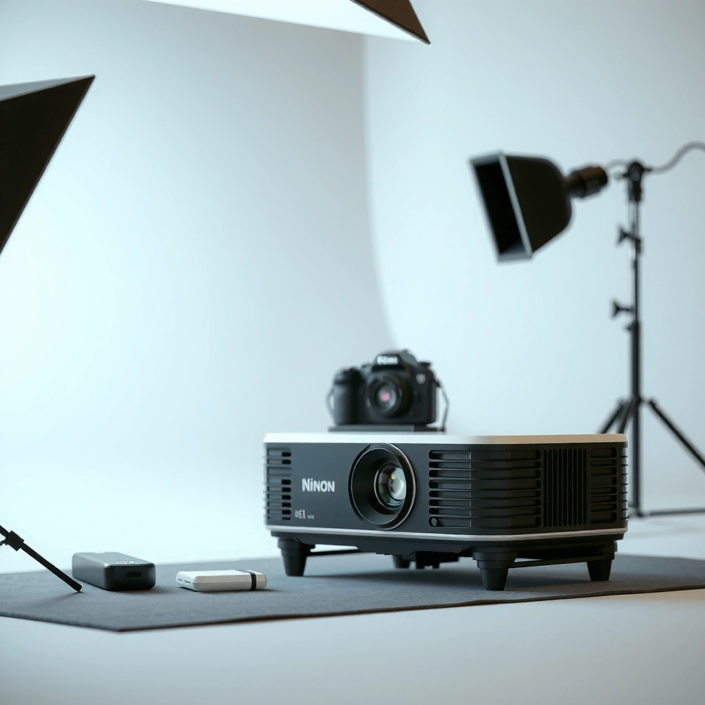 A comparison of projector brightness levels in different room lighting conditions.