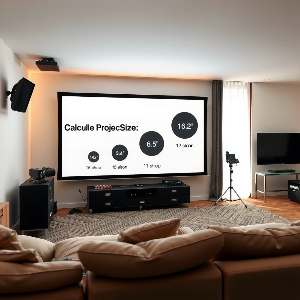 Diagram explaining how to find your projector's throw ratio for optimal screen size and distance.