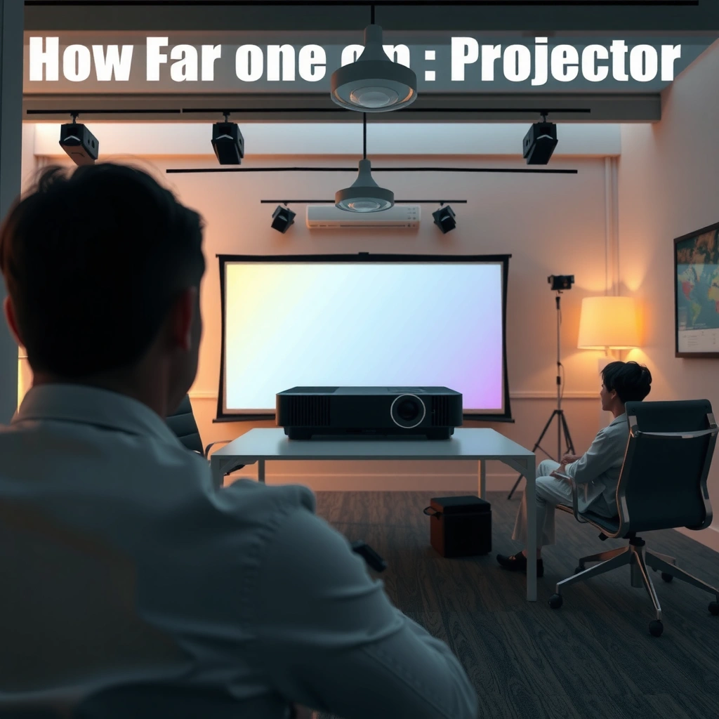 Diagram explaining how throw distance affects projector placement and image size.