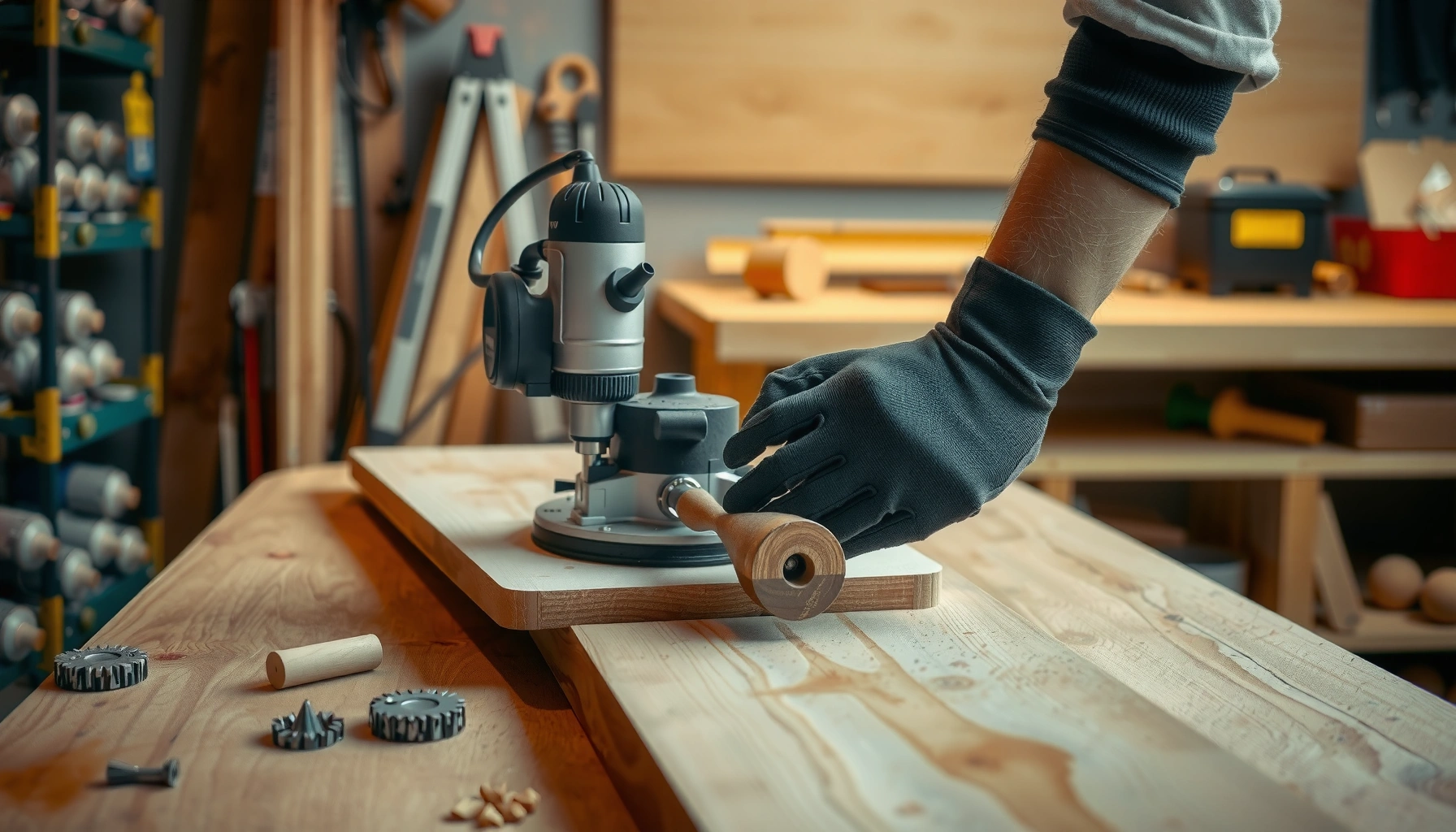 Step-by-step guide on using a wood router tool for woodworking projects.
