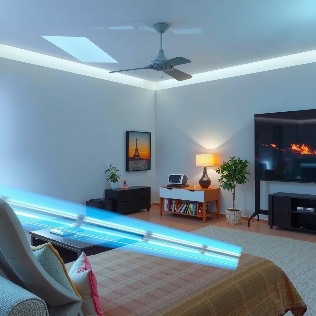 Illustration showing how room light affects projector brightness and lumens.